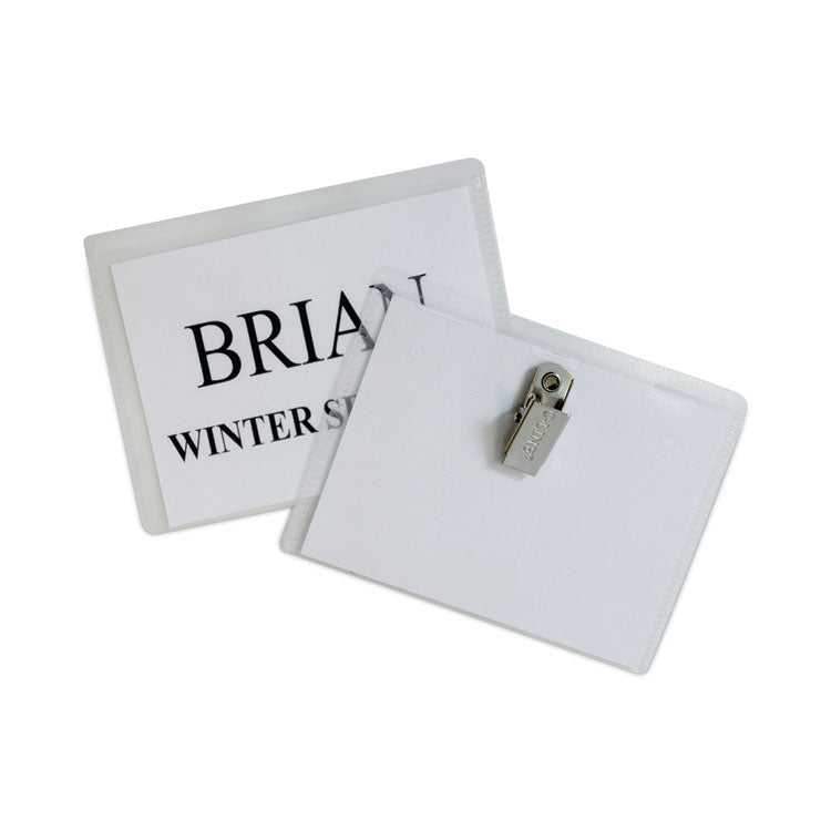 Name Badge Kits, Top Load, 4 X 3, Clear, Clip Style, 96/box 1