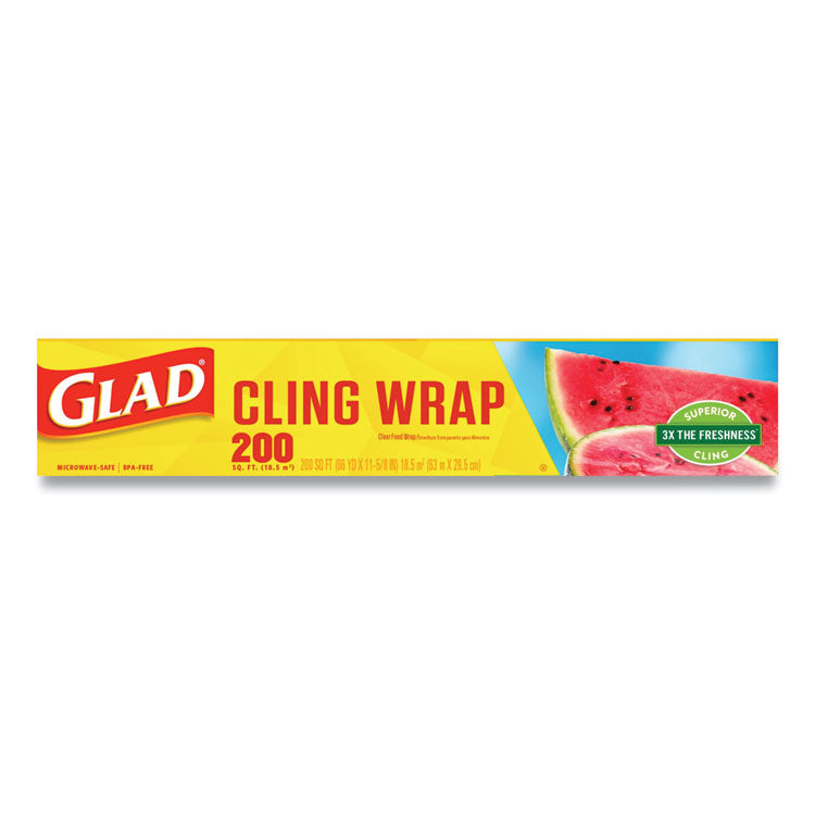 Clingwrap Plastic Wrap, 200 Square Foot Roll, Clear, 12 Rolls/carton 10