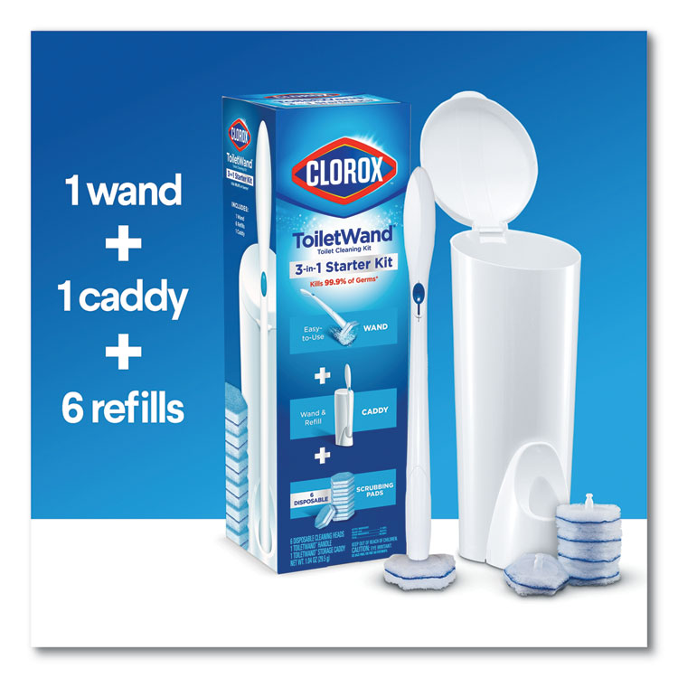 Toiletwand Disposable Toilet Cleaning System: Handle, Caddy And Refills, White, 6/Carton 5