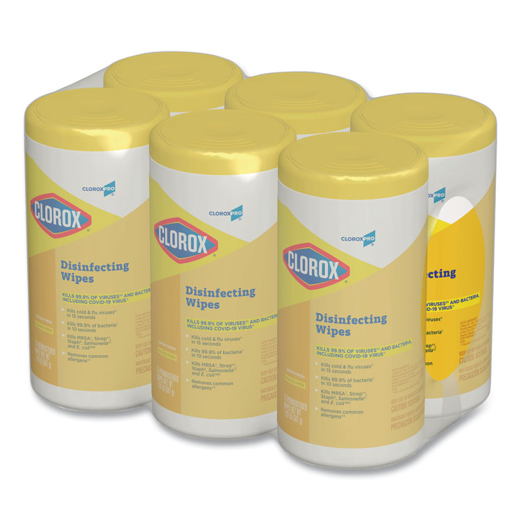 Disinfecting Wipes, 1-Ply, 7 x 8, Lemon Fresh, White, 75/Canister, 6/Carton 2