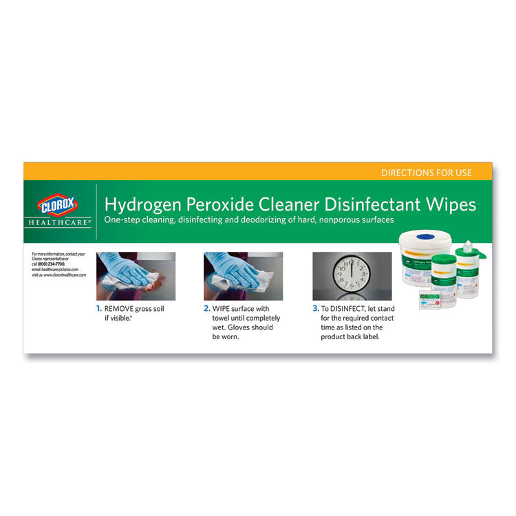 Hydrogen Peroxide Cleaner Disinfectant Wipes, 9 x 6.75, Unscented, White, 95/Canister, 6 Canisters/Carton 5