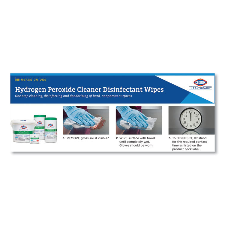 Hydrogen Peroxide Cleaner Disinfectant Wipes, 12 x 11, Unscented, White, 185/Pack, 2 Packs/Carton 6