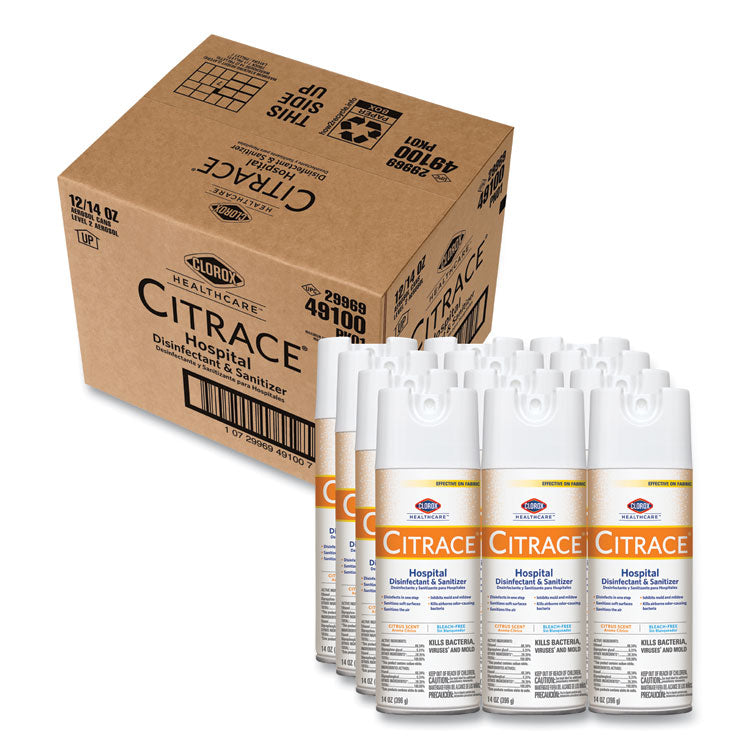 Citrace Hospital Disinfectant And Deodorizer, Citrus, 14 Oz Aerosol Spray, 12/carton 1