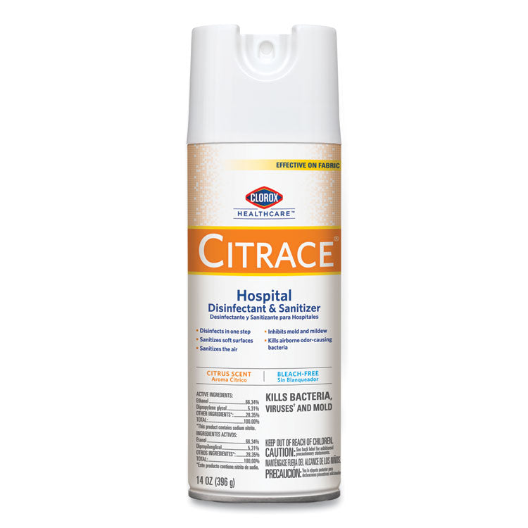 Citrace Hospital Disinfectant And Deodorizer, Citrus, 14 Oz Aerosol Spray, 12/carton 2