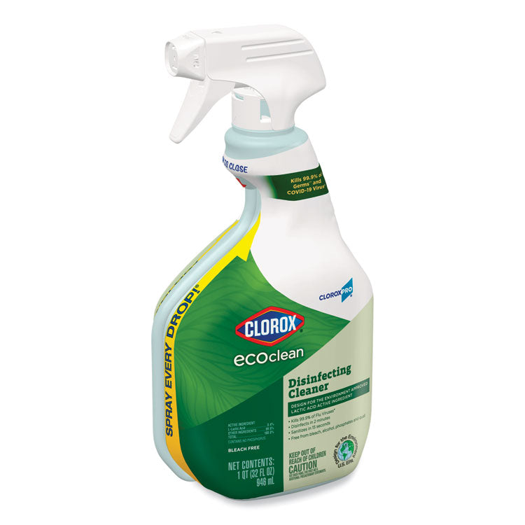 Clorox Pro EcoClean Disinfecting Cleaner, Unscented, 32 oz Spray Bottle, 9/Carton 1