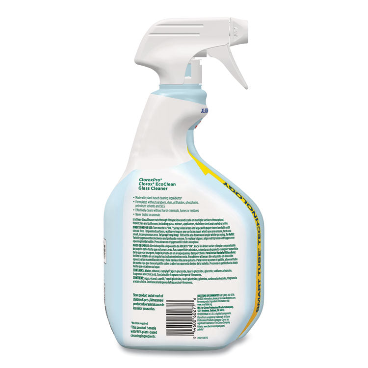 Clorox Pro EcoClean Glass Cleaner, Unscented, 32 oz Spray Bottle, 9/Carton 4