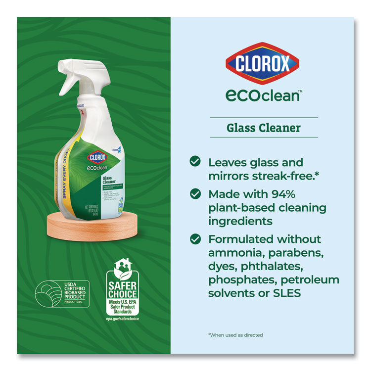 Clorox Pro EcoClean Glass Cleaner, Unscented, 32 oz Spray Bottle, 9/Carton 10