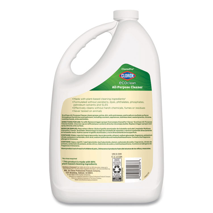 Clorox Pro EcoClean All-Purpose Cleaner, Unscented, 128 oz Bottle, 4/Carton 4