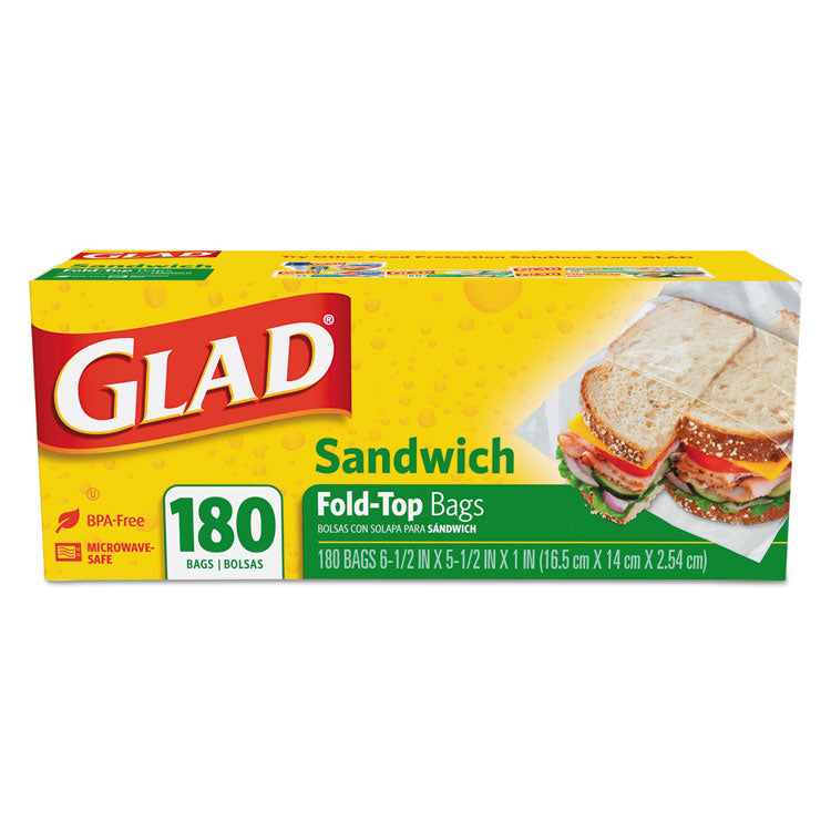 Fold-Top Sandwich Bags, 6.5" X 5.5", Clear, 180/box, 12 Boxes/carton 1