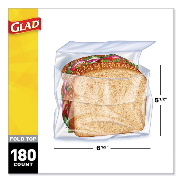 Fold-Top Sandwich Bags, 6.5" X 5.5", Clear, 180/box, 12 Boxes/carton 2