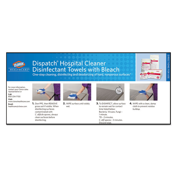 Dispatch Cleaner Disinfectant Towels, 1-Ply, 6.75 x 8, Unscented, White, 150/Canister, 8 Canisters/Carton 3