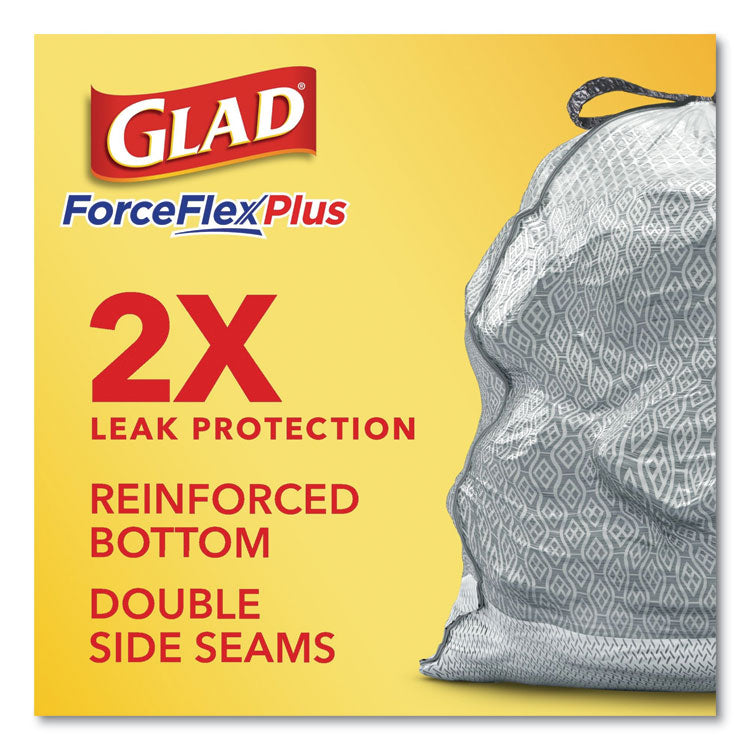 ForceFlexPlus OdorShield Tall Kitchen Drawstring Trash Bags, 13 gal, 0.9 mil, 24" x 28", White, 34 Bags/Box, 6 Boxes/Carton 6