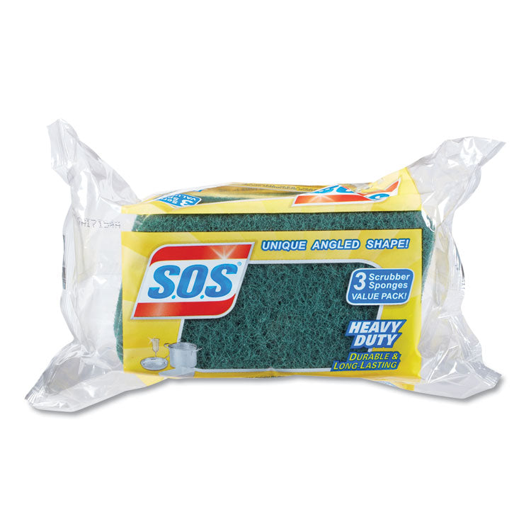 Heavy Duty Scrubber Sponge, 2.5 x 4.5, 0.9" Thick, Yellow/Green, 3/Pack, 8 Packs/Carton 2