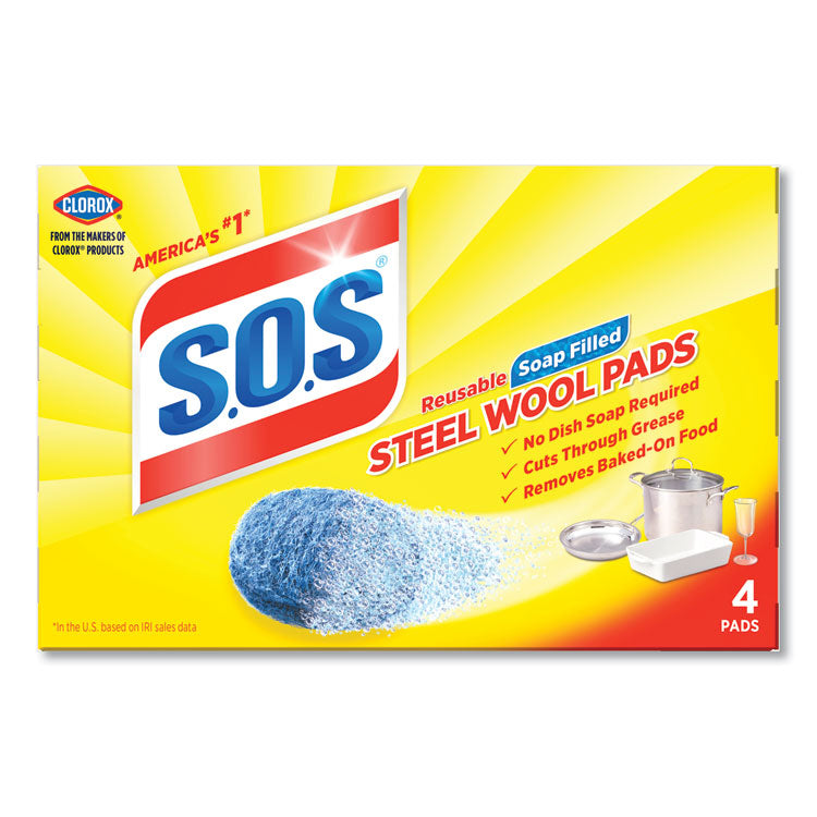 Steel Wool Soap Pad, Steel, 4/box, 24 Boxes/carton 1