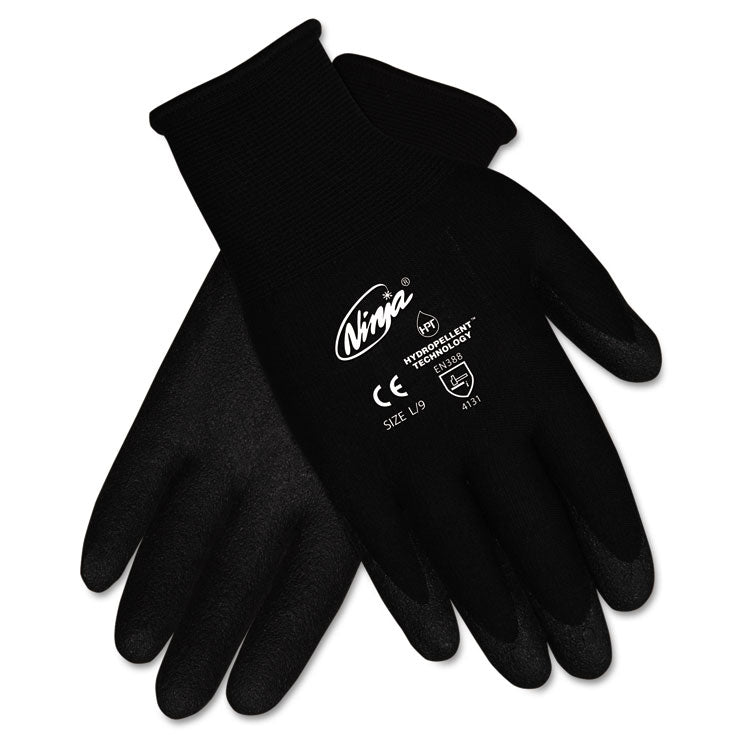 Ninja Hpt Pvc Coated Nylon Gloves, Small, Black, Pair 1