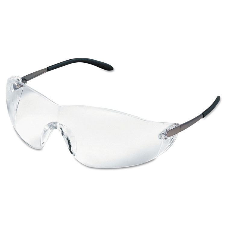 Blackjack Wraparound Safety Glasses, Chrome Plastic Frame, Clear Lens, 12/box 2