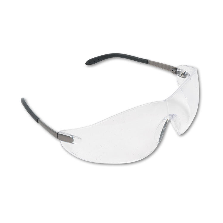 Blackjack Wraparound Safety Glasses, Chrome Plastic Frame, Clear Lens, 12/box 1