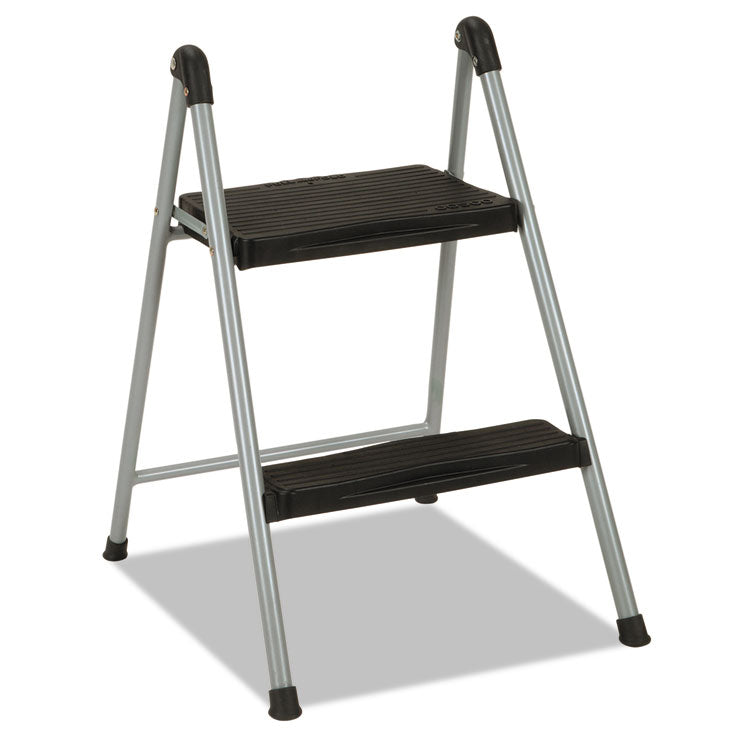 Folding Step Stool, 2-Step, 200 Lb Capacity, 16.9" Working Height, Platinum/black 1