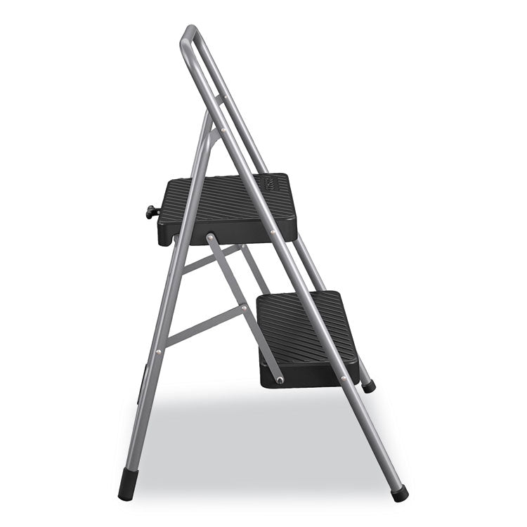 2-Step Folding Steel Step Stool, 200 lb Capacity, 28.13" Working Height, Cool Gray 4