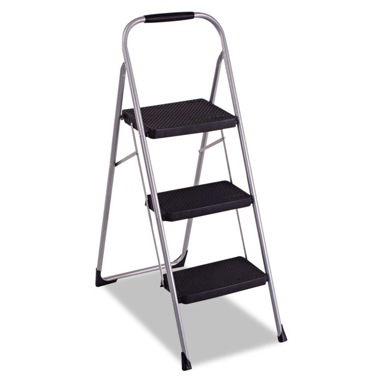 3-Step Big Step Folding Stool, 200 lb Capacity, 17.75 x 28 x 45.63, Light Gray 1