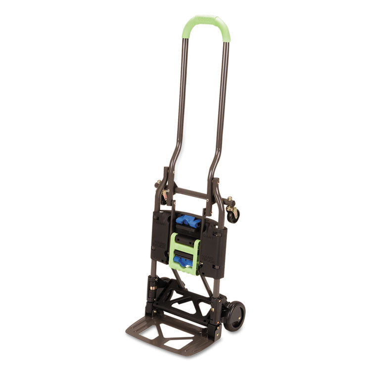 2-in-1 Multi-Position Hand Truck and Cart, 300 lbs, 16.63 x 12.75 x 49.25, Black/Blue/Green 2