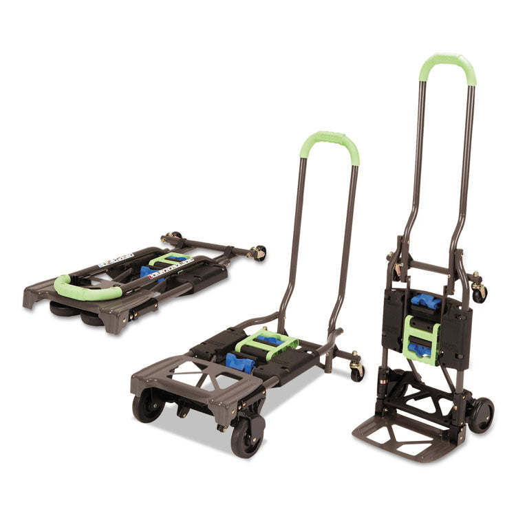 2-in-1 Multi-Position Hand Truck and Cart, 300 lbs, 16.63 x 12.75 x 49.25, Black/Blue/Green 1