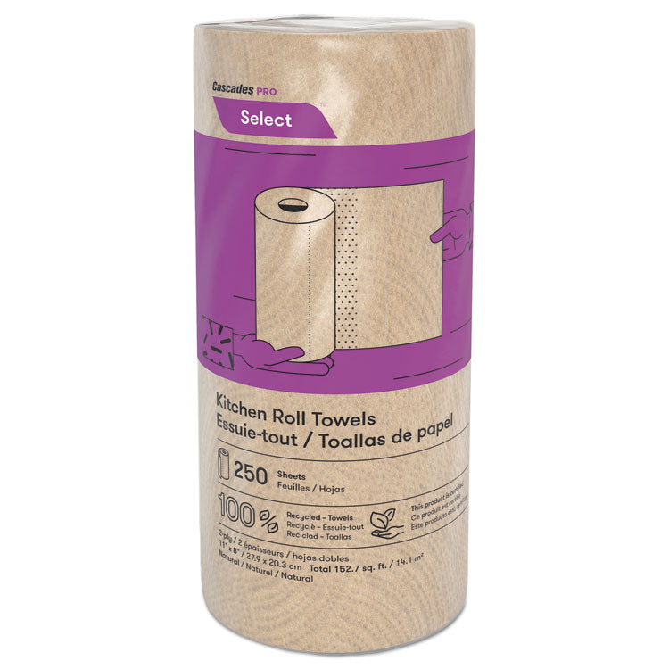 Select Kitchen Roll Towels, 2-Ply, 11" X 166.6 Ft, Natural, 250/roll, 12/carton 1