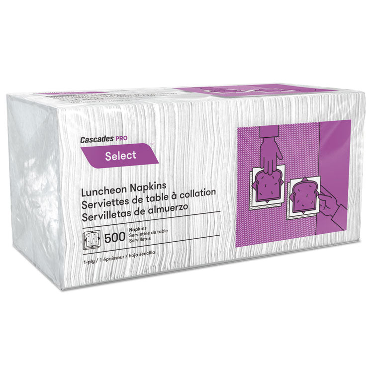 Select Luncheon Napkins, 1 Ply, 12 x 12, White, 500/Pack, 6,000/Carton 1