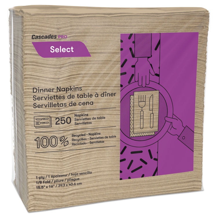 Select Dinner Napkins, 1-Ply, 16 X 15.5, Natural, 250/pack, 12 Packs/carton 1