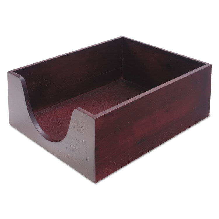 Double-Deep Hardwood Stackable Desk Trays, 1 Section, Letter Size Files, 10.13" X 12.63" X 5", Mahogany 1