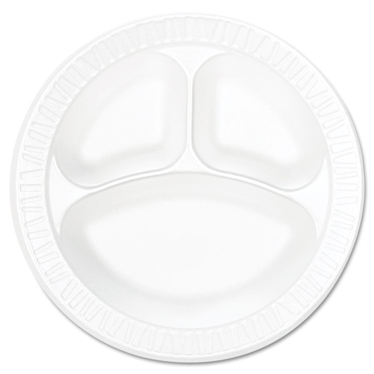 Concorde Foam Plate, 3-Compartment, 10.25" Dia, White, 125/pack, 4 Packs/carton 1