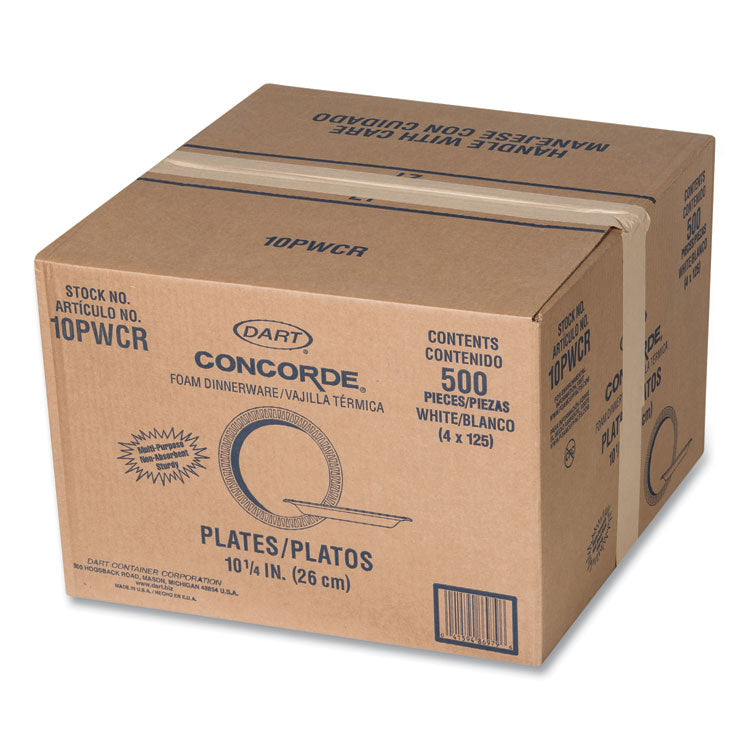 Concorde Foam Plate, 10.25" Dia, White, 125/pack, 4 Packs/carton 2