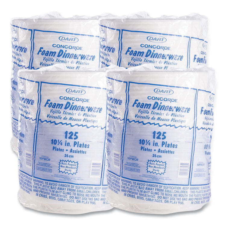 Concorde Foam Plate, 10.25" Dia, White, 125/pack, 4 Packs/carton 7