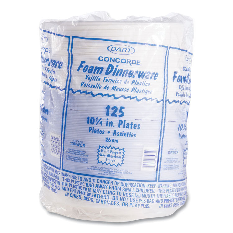 Concorde Foam Plate, 10.25" Dia, White, 125/pack, 4 Packs/carton 3