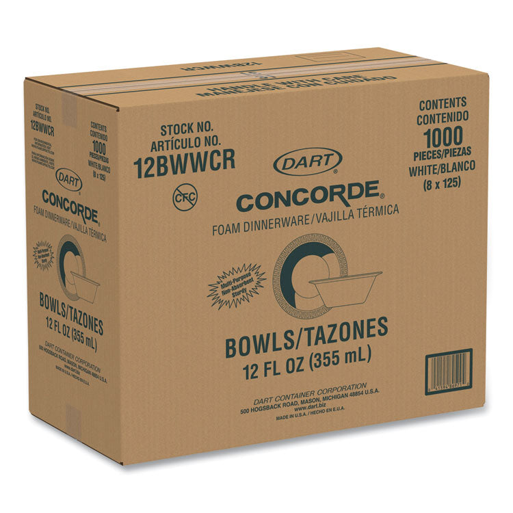 Concorde Foam Bowl, 10, 12 Oz, White, 125/pack, 8 Packs/carton 2