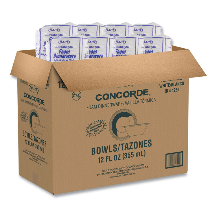 Concorde Foam Bowl, 10, 12 Oz, White, 125/pack, 8 Packs/carton 7