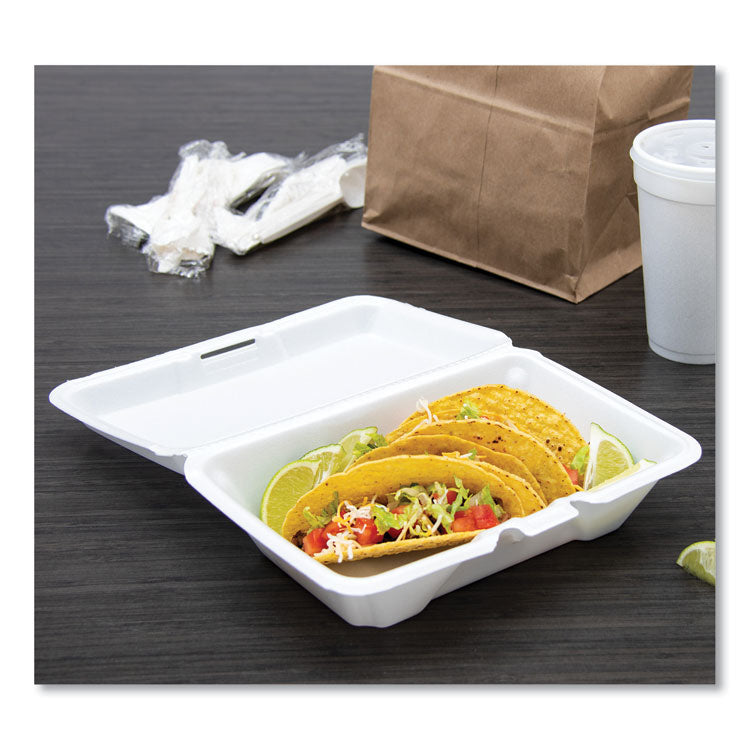 Foam Hinged Lid Containers, 1-Compartment, 6.4 x 9.3 x 2.9, White, 100/Pack, 2 Packs/Carton 4