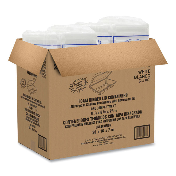 Foam Hinged Lid Containers, 6.4 X 9.3 X 2.6, White, 200/carton 6