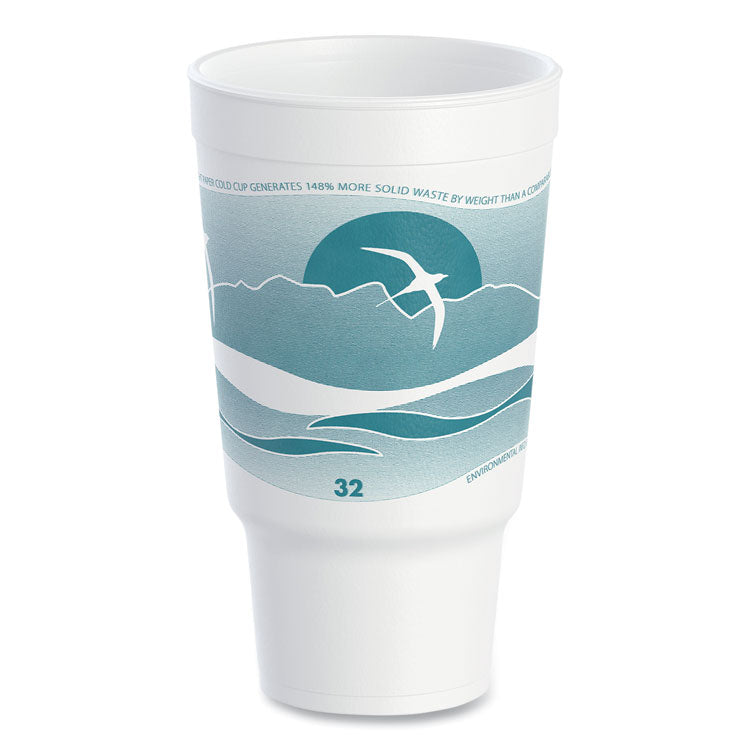 Horizon Hot/cold Foam Drinking Cups, 32 Oz, Teal/white, 16/bag, 25 Bags/carton 1