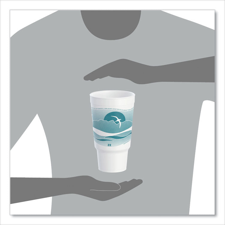 Horizon Hot/cold Foam Drinking Cups, 32 Oz, Teal/white, 16/bag, 25 Bags/carton 6