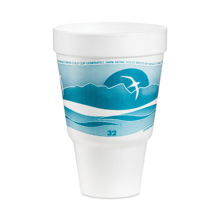 J Cup Insulated Foam Pedestal Cups, 32 oz, Printed, Teal/White, 25/Sleeve, 20 Sleeves/Carton 1