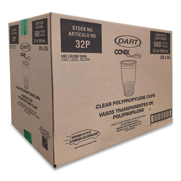 Conex ClearPro Plastic Cold Cups, Cold Cups, 32 oz, Clear, 25/Bag, 20 Bags/Carton 2