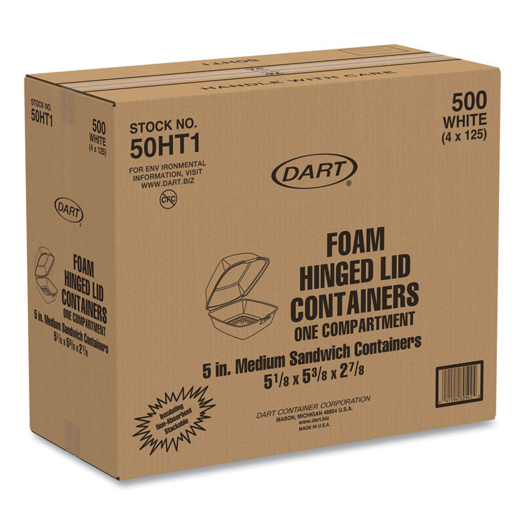 Foam Hinged Lid Containers, 5.38 X 5.5 X 2.88, White, 500/carton 2