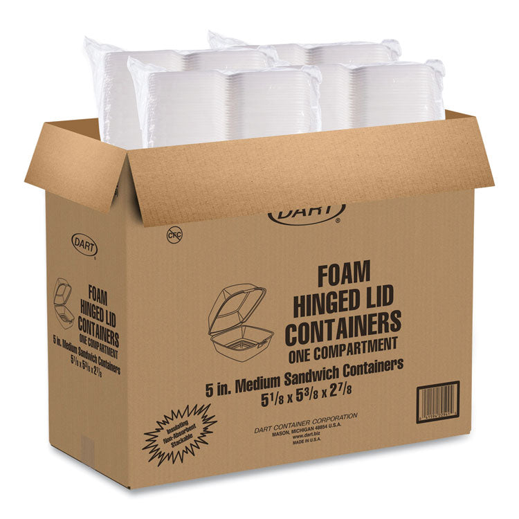 Foam Hinged Lid Containers, 5.38 X 5.5 X 2.88, White, 500/carton 7