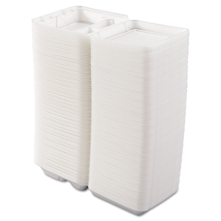 Foam Hinged Lid Containers, 3-Compartment, 7.5 X 8 X 2.3, White, 200/carton 7