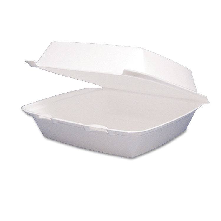 Foam Hinged Lid Containers, 1-Compartment, 8.38" x 7.78" x 3.25", White, 200/Carton 1