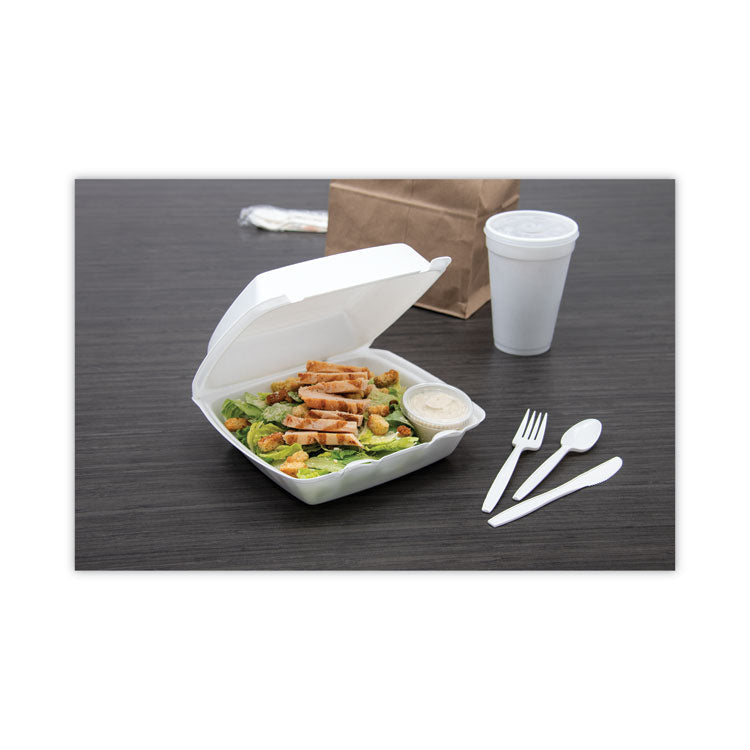 Foam Hinged Lid Containers, 1-Compartment, 8.38" x 7.78" x 3.25", White, 200/Carton 5