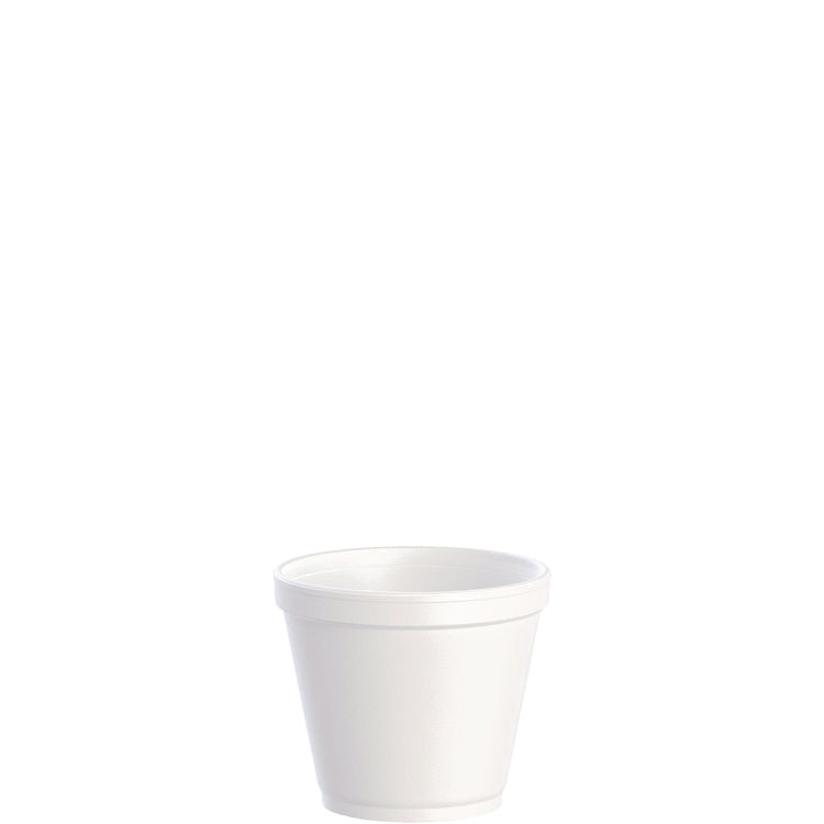 Food Containers, Squat, 8 oz, White, Foam, 1,000/Carton 1