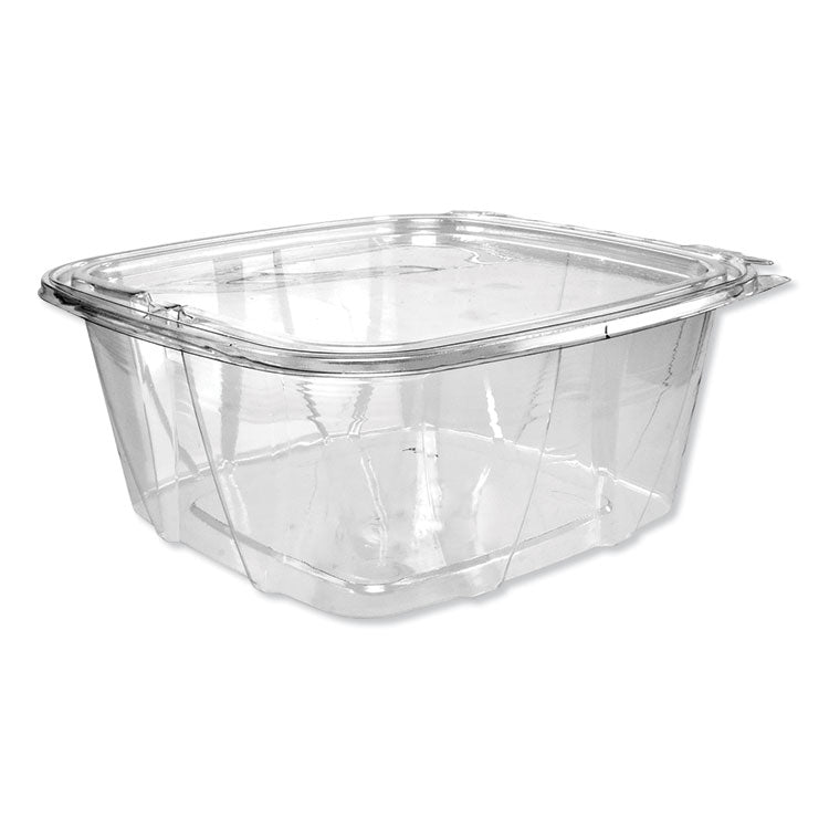 ClearPac SafeSeal Tamper-Resistant/Evident Containers, Flat Lid, 64 oz, 8.1 x 7.8 x 3.3, Clear, Plastic, 100/Bag, 2 Bags/CT 1