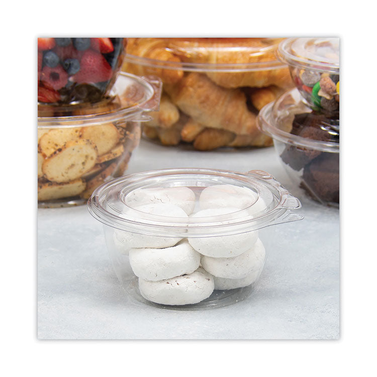 Tamper-Resistant, Tamper-Evident Bowls with Flat Lid, 16 oz, 5.5" Diameter x 2.7"h, Clear, Plastic, 240/Carton 6